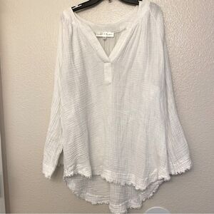 Chelsea & Theodore white cotton Gauze Blouse oversized tunic coverup top M